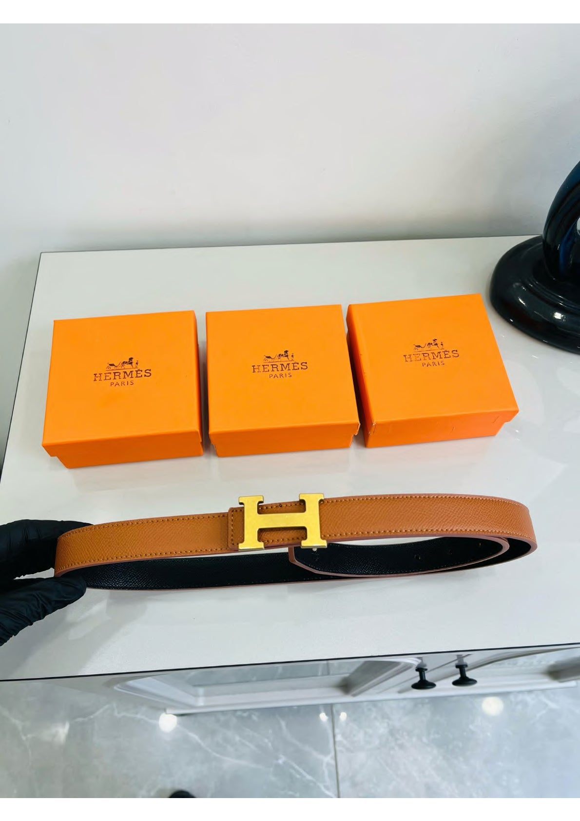 Men's Classic Brown & Black Leather Belt