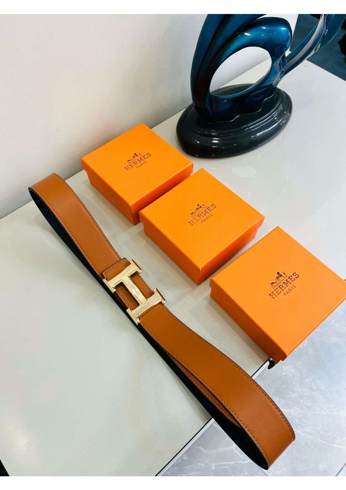Men's Classic Brown & Black Leather Belt